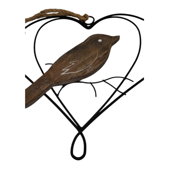 Hobby Lobby Hanging Metal Double Heart and Wood Perched Bird - Picture 5 of 10